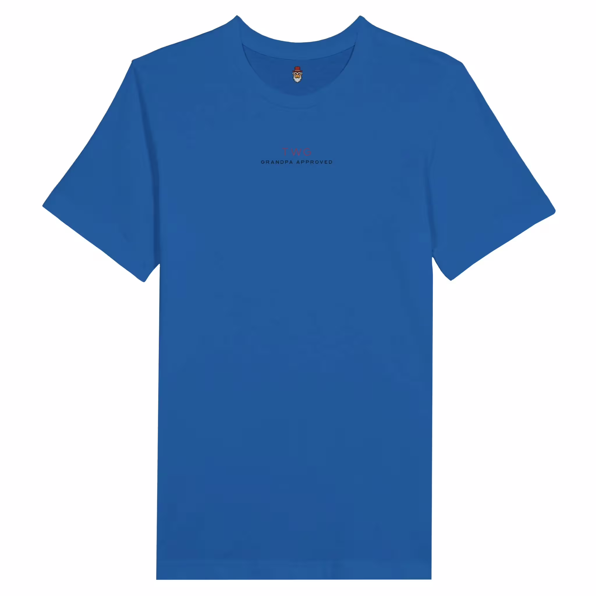 A photo of the back in my day tee in royal blue