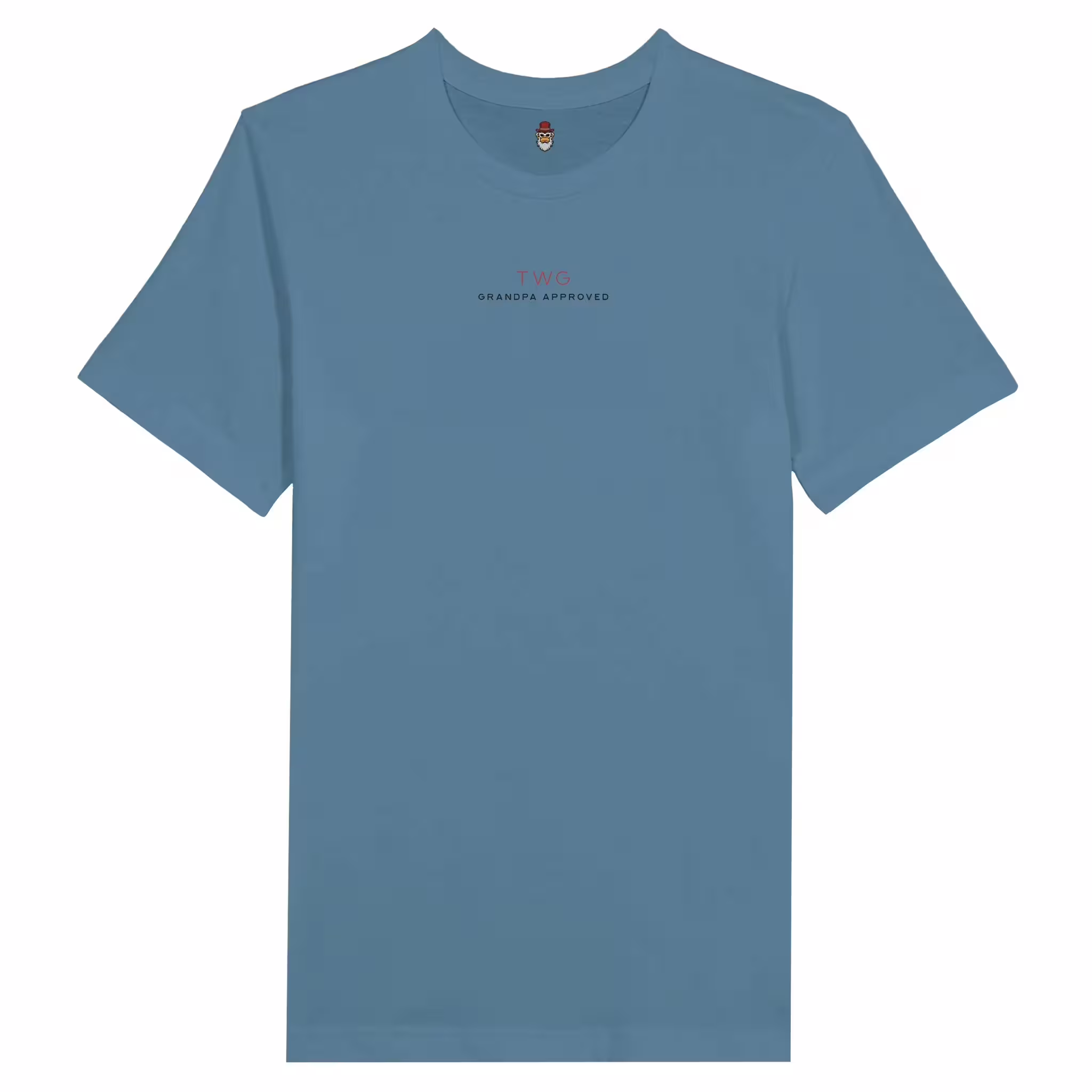 photo of back in my day shirt in steel blue